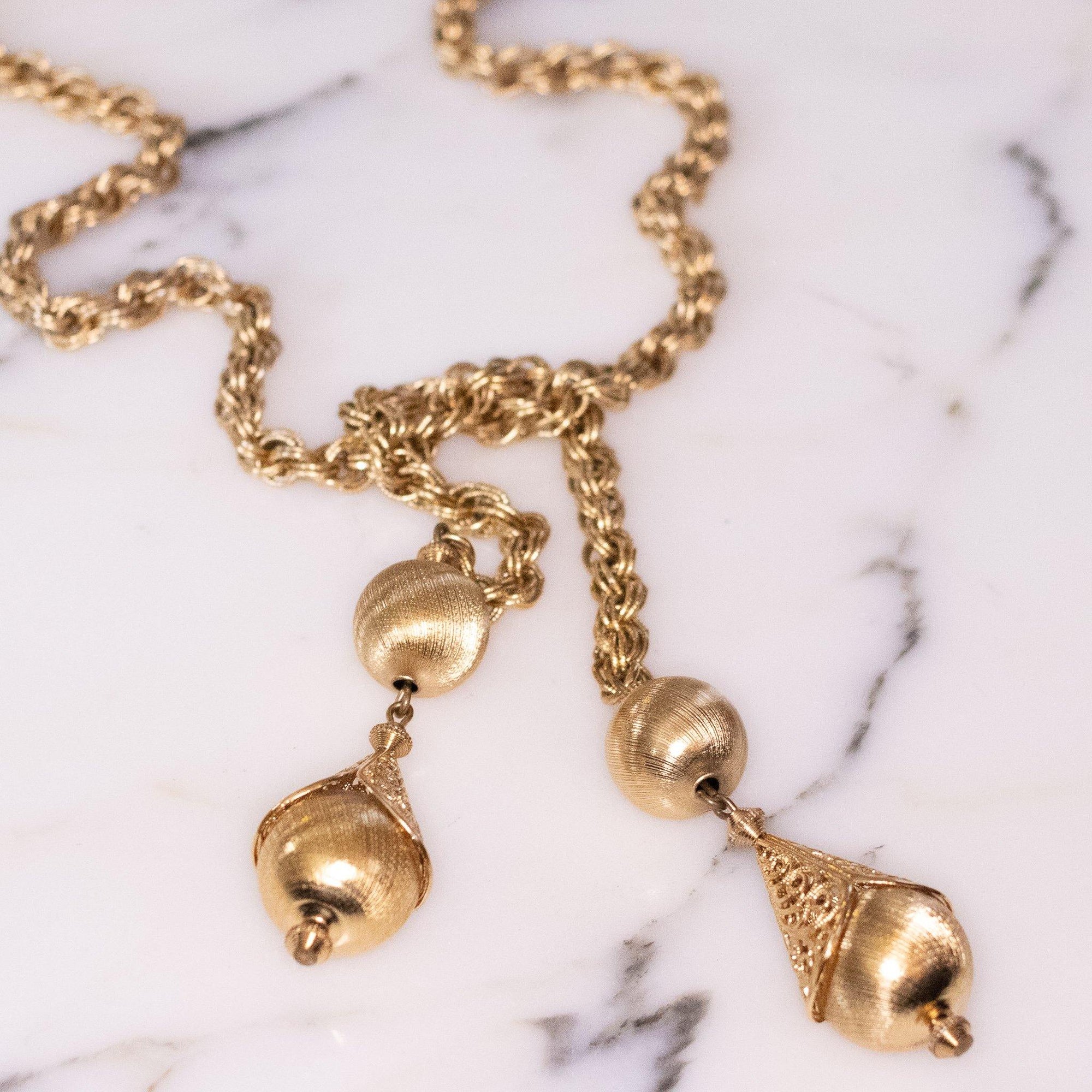 Vintage Gold Monet Bolero Lariat Necklace by Monet - Vintage Meet Modern Vintage Jewelry - Chicago, Illinois - #oldhollywoodglamour #vintagemeetmodern #designervintage #jewelrybox #antiquejewelry #vintagejewelry