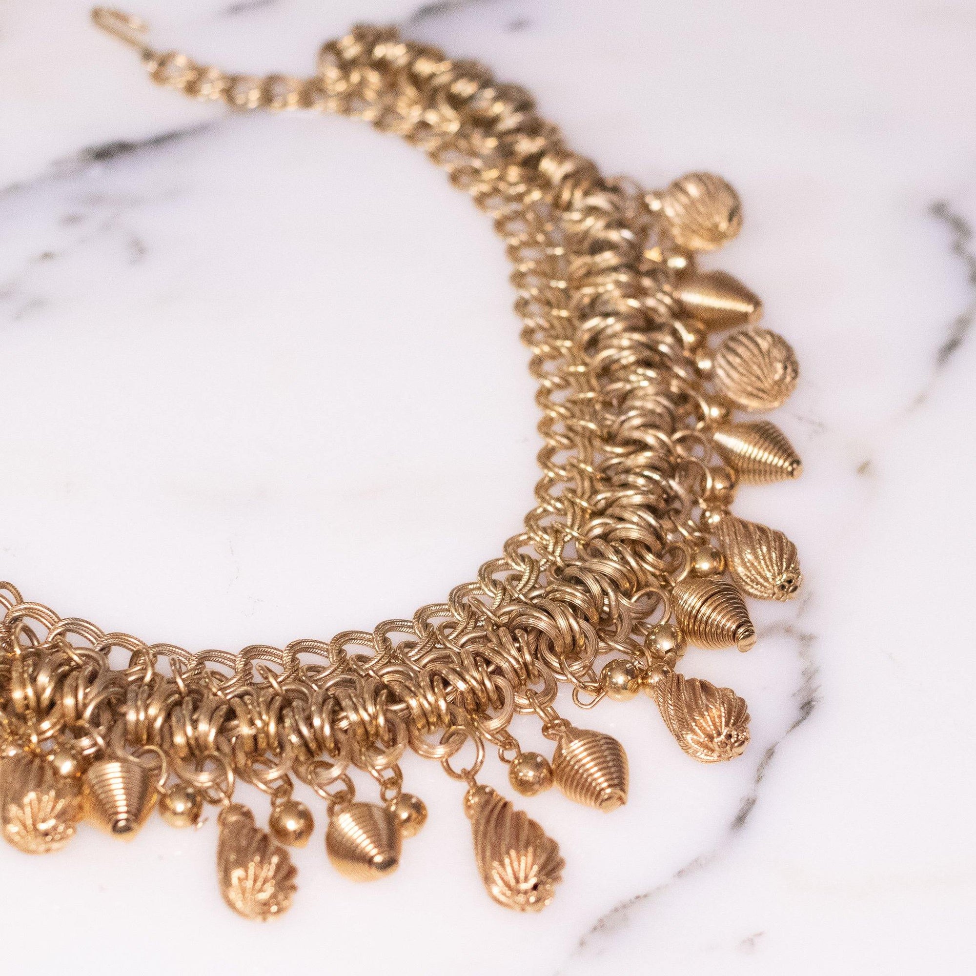 Vintage Chunky Gold Chain Necklace with Geometric Gold Charms by Unsigned Beauty - Vintage Meet Modern Vintage Jewelry - Chicago, Illinois - #oldhollywoodglamour #vintagemeetmodern #designervintage #jewelrybox #antiquejewelry #vintagejewelry