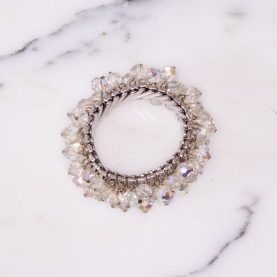 Vintage Japan Aurora Borealis Faceted Crystal Bead ‘Cha-Cha’ Expansion Bracelet by Made in Japan - Vintage Meet Modern Vintage Jewelry - Chicago, Illinois - #oldhollywoodglamour #vintagemeetmodern #designervintage #jewelrybox #antiquejewelry #vintagejewelry