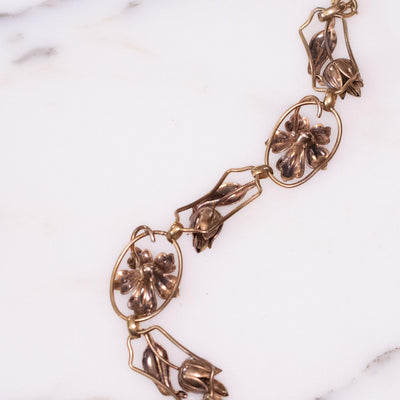 Vintage Art Nouveau Floral Link Bracelet by Art Nouveau - Vintage Meet Modern Vintage Jewelry - Chicago, Illinois - #oldhollywoodglamour #vintagemeetmodern #designervintage #jewelrybox #antiquejewelry #vintagejewelry