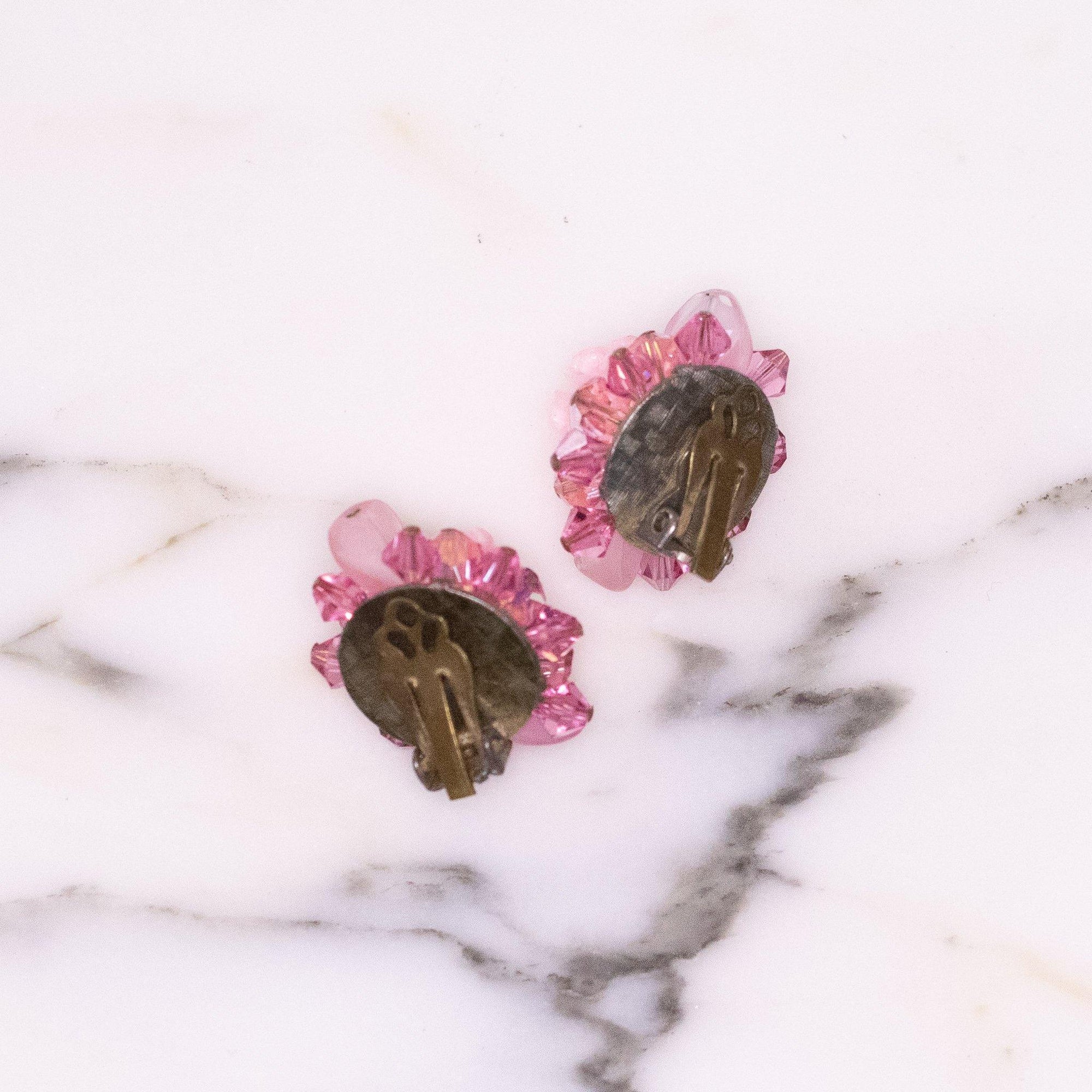 Vintage Regency Pink Crystal Cluster Earrings by Regency - Vintage Meet Modern Vintage Jewelry - Chicago, Illinois - #oldhollywoodglamour #vintagemeetmodern #designervintage #jewelrybox #antiquejewelry #vintagejewelry