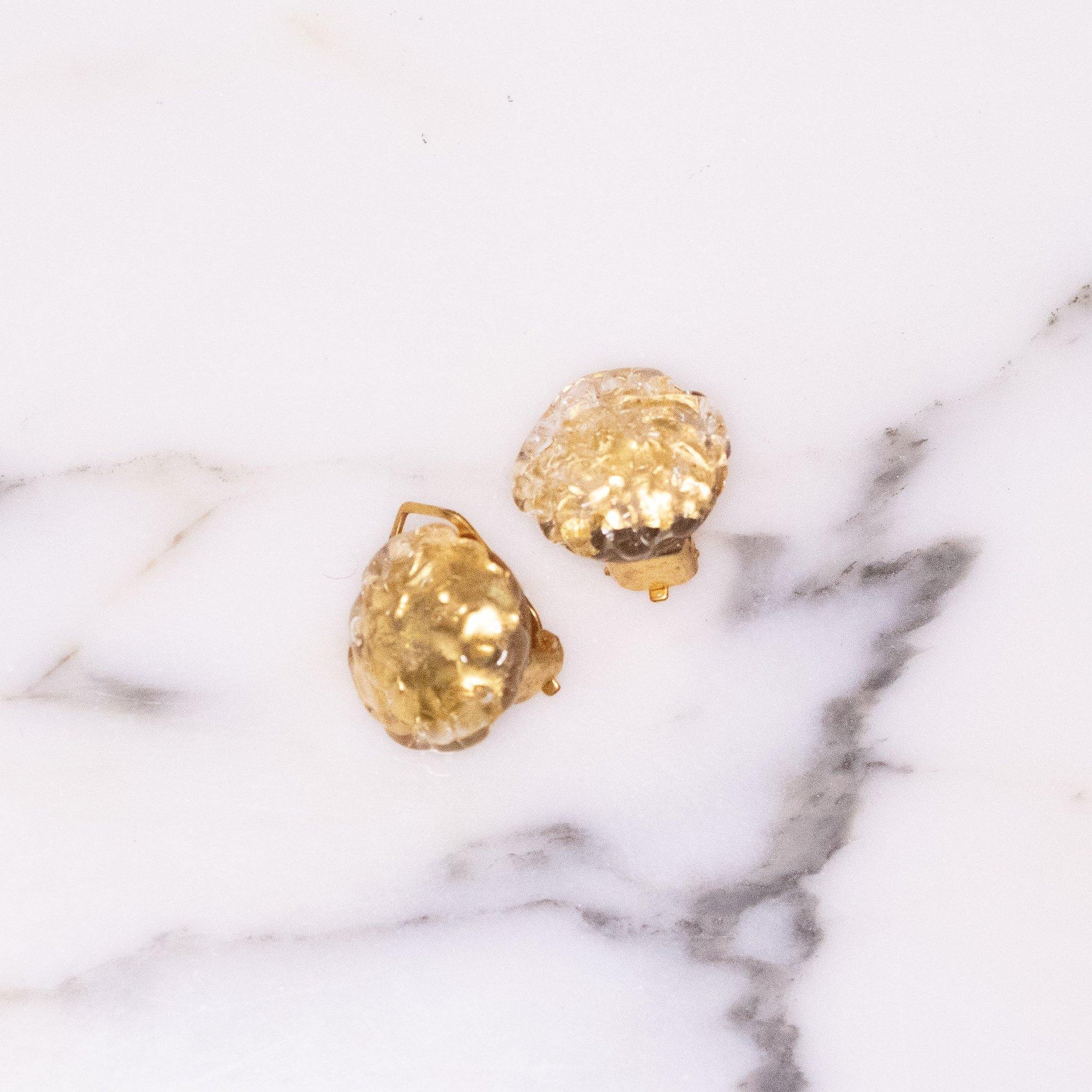 Vintage 1940s Gold Venetian Glass Earrings by Made in Italy - Vintage Meet Modern Vintage Jewelry - Chicago, Illinois - #oldhollywoodglamour #vintagemeetmodern #designervintage #jewelrybox #antiquejewelry #vintagejewelry