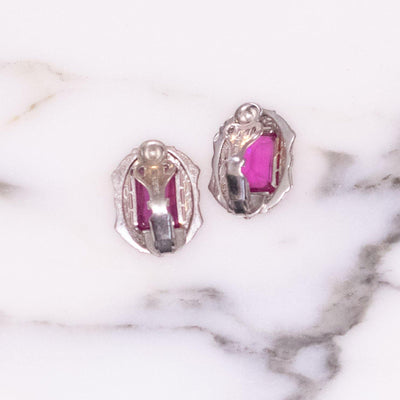 Pink Crystal, 18kt Gold, Sterling Silver Art Deco Era Earrings by unsigned - Vintage Meet Modern Vintage Jewelry - Chicago, Illinois - #oldhollywoodglamour #vintagemeetmodern #designervintage #jewelrybox #antiquejewelry #vintagejewelry
