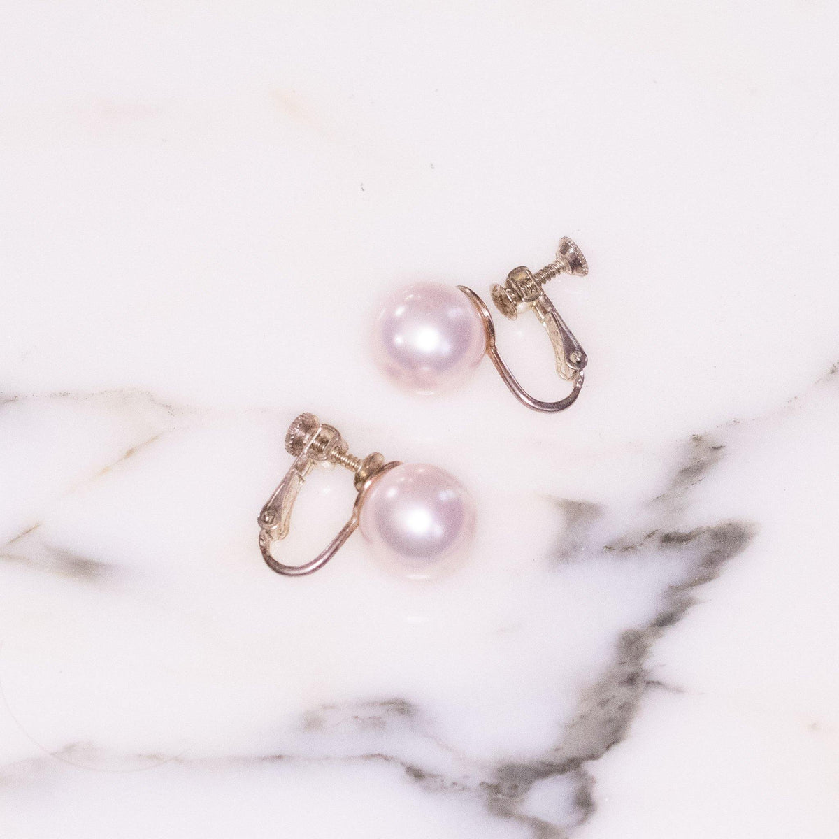 Vintage Pale Pink Faux Pearl Earrings