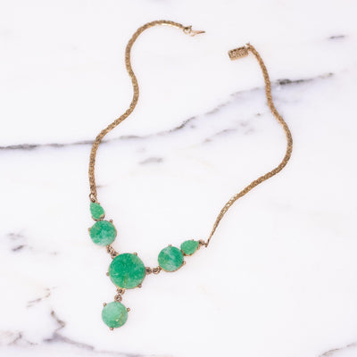 Vintage Pressed Glass Faux Jade Necklace by Unsigned Beauty - Vintage Meet Modern Vintage Jewelry - Chicago, Illinois - #oldhollywoodglamour #vintagemeetmodern #designervintage #jewelrybox #antiquejewelry #vintagejewelry