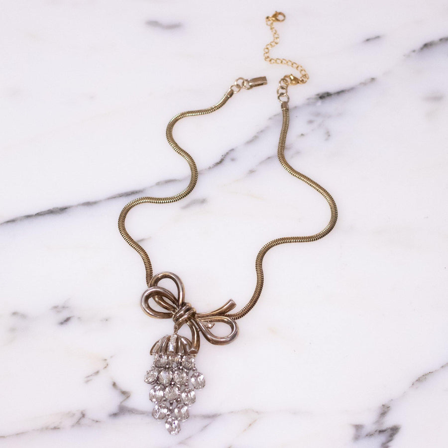Vintage Crown Trifari Vintage Diamante Rhinestone Necklace with Pendant by Crown Trifari - Vintage Meet Modern Vintage Jewelry - Chicago, Illinois - #oldhollywoodglamour #vintagemeetmodern #designervintage #jewelrybox #antiquejewelry #vintagejewelry