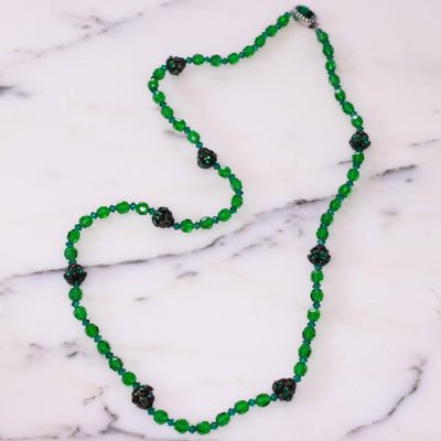 Vintage Emerald Green Crystal Beaded Necklace by Czech - Vintage Meet Modern Vintage Jewelry - Chicago, Illinois - #oldhollywoodglamour #vintagemeetmodern #designervintage #jewelrybox #antiquejewelry #vintagejewelry