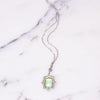 Vintage Art Deco Era Light Green Crystal Sterling Silver Filigree Pendant Necklace with Marcasite Detail by Signed Sterling - Vintage Meet Modern Vintage Jewelry - Chicago, Illinois - #oldhollywoodglamour #vintagemeetmodern #designervintage #jewelrybox #antiquejewelry #vintagejewelry