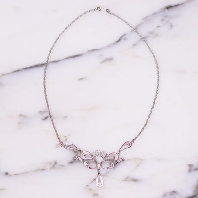 Vintage Celeste Diamante Rhinestone Necklace with Fancy Filigree Ornate Pendant by Celeste - Vintage Meet Modern Vintage Jewelry - Chicago, Illinois - #oldhollywoodglamour #vintagemeetmodern #designervintage #jewelrybox #antiquejewelry #vintagejewelry
