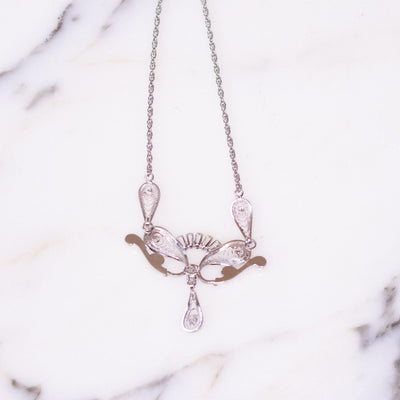 Vintage Celeste Diamante Rhinestone Necklace with Fancy Filigree Ornate Pendant by Celeste - Vintage Meet Modern Vintage Jewelry - Chicago, Illinois - #oldhollywoodglamour #vintagemeetmodern #designervintage #jewelrybox #antiquejewelry #vintagejewelry