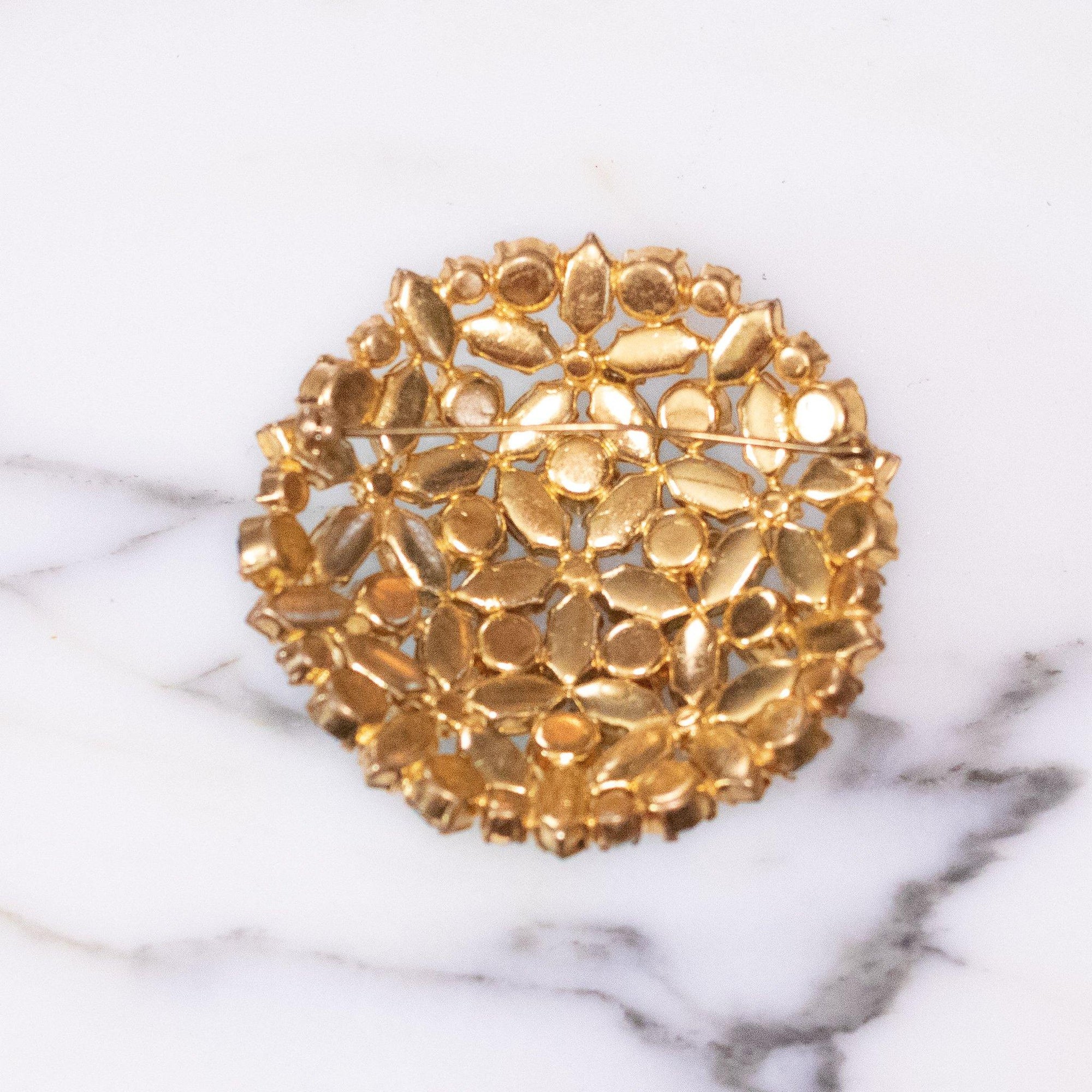 Vintage Austria Dome Emerald and Turquoise Rhinestone Brooch by Austria - Vintage Meet Modern Vintage Jewelry - Chicago, Illinois - #oldhollywoodglamour #vintagemeetmodern #designervintage #jewelrybox #antiquejewelry #vintagejewelry