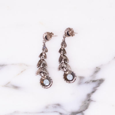 Vintage Sterling Silver and Blue Topaz Crystal Marcasite Dangling Earrings by Sterling Silver - Vintage Meet Modern Vintage Jewelry - Chicago, Illinois - #oldhollywoodglamour #vintagemeetmodern #designervintage #jewelrybox #antiquejewelry #vintagejewelry