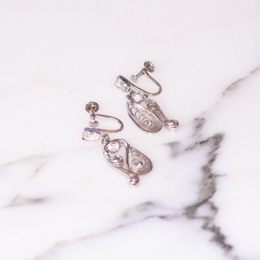Vintage Celeste Clear Rhinestone Earrings by Celeste - Vintage Meet Modern Vintage Jewelry - Chicago, Illinois - #oldhollywoodglamour #vintagemeetmodern #designervintage #jewelrybox #antiquejewelry #vintagejewelry