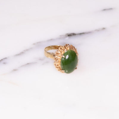 Vintage Jade Glass Cocktail Statement Ring by Unsigned Beauty - Vintage Meet Modern Vintage Jewelry - Chicago, Illinois - #oldhollywoodglamour #vintagemeetmodern #designervintage #jewelrybox #antiquejewelry #vintagejewelry