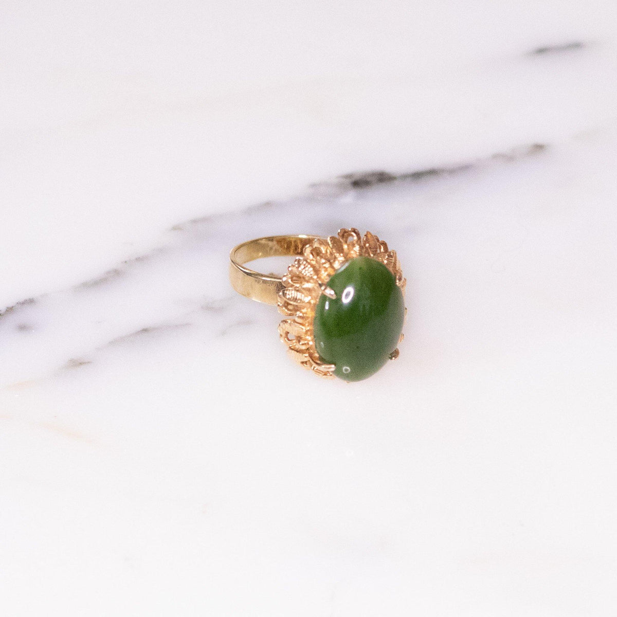 Vintage Jade Glass Cocktail Statement Ring