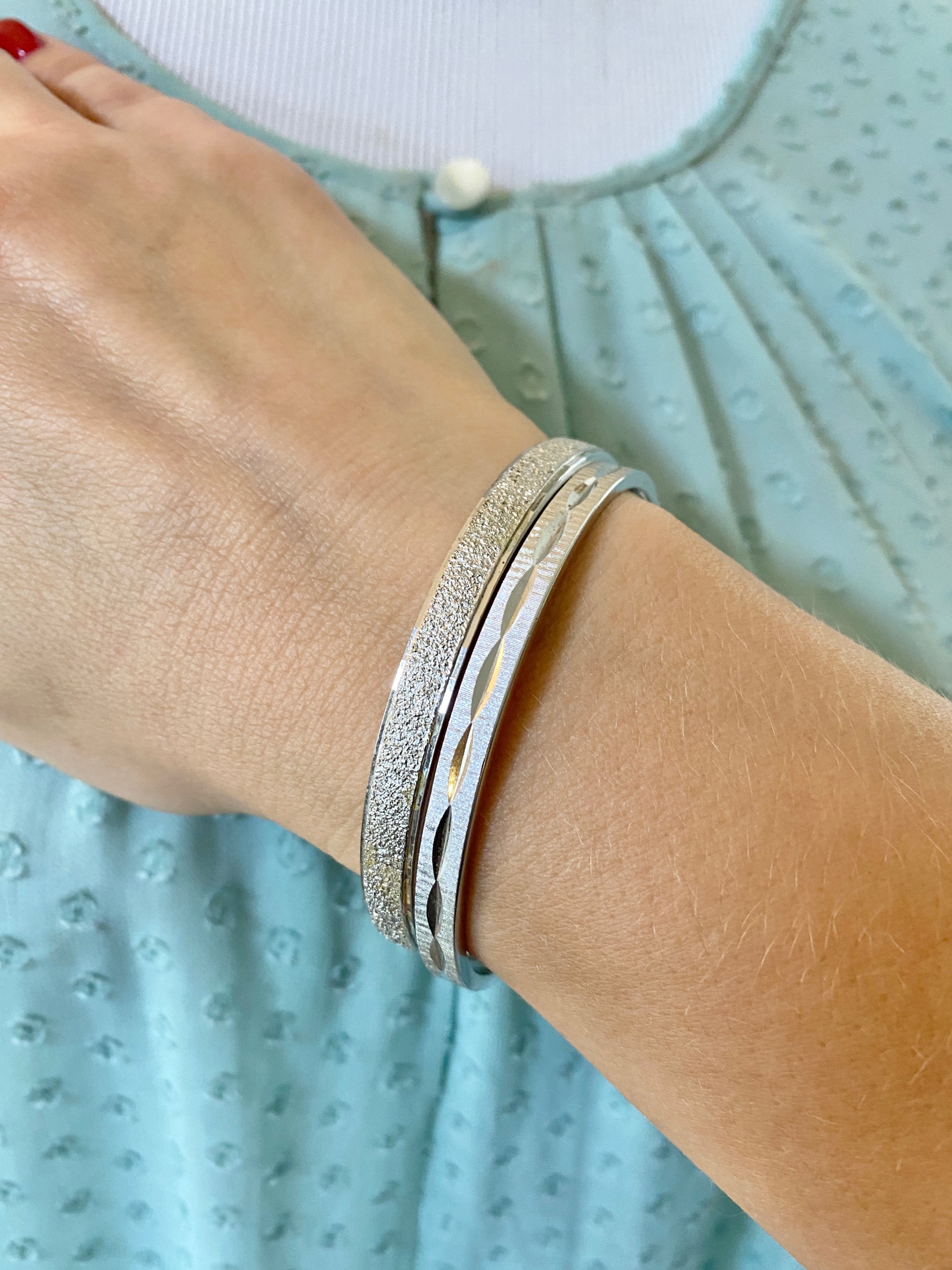 Vintage Monet Silver Textured Bangle Bracelet by Monet - Vintage Meet Modern Vintage Jewelry - Chicago, Illinois - #oldhollywoodglamour #vintagemeetmodern #designervintage #jewelrybox #antiquejewelry #vintagejewelry