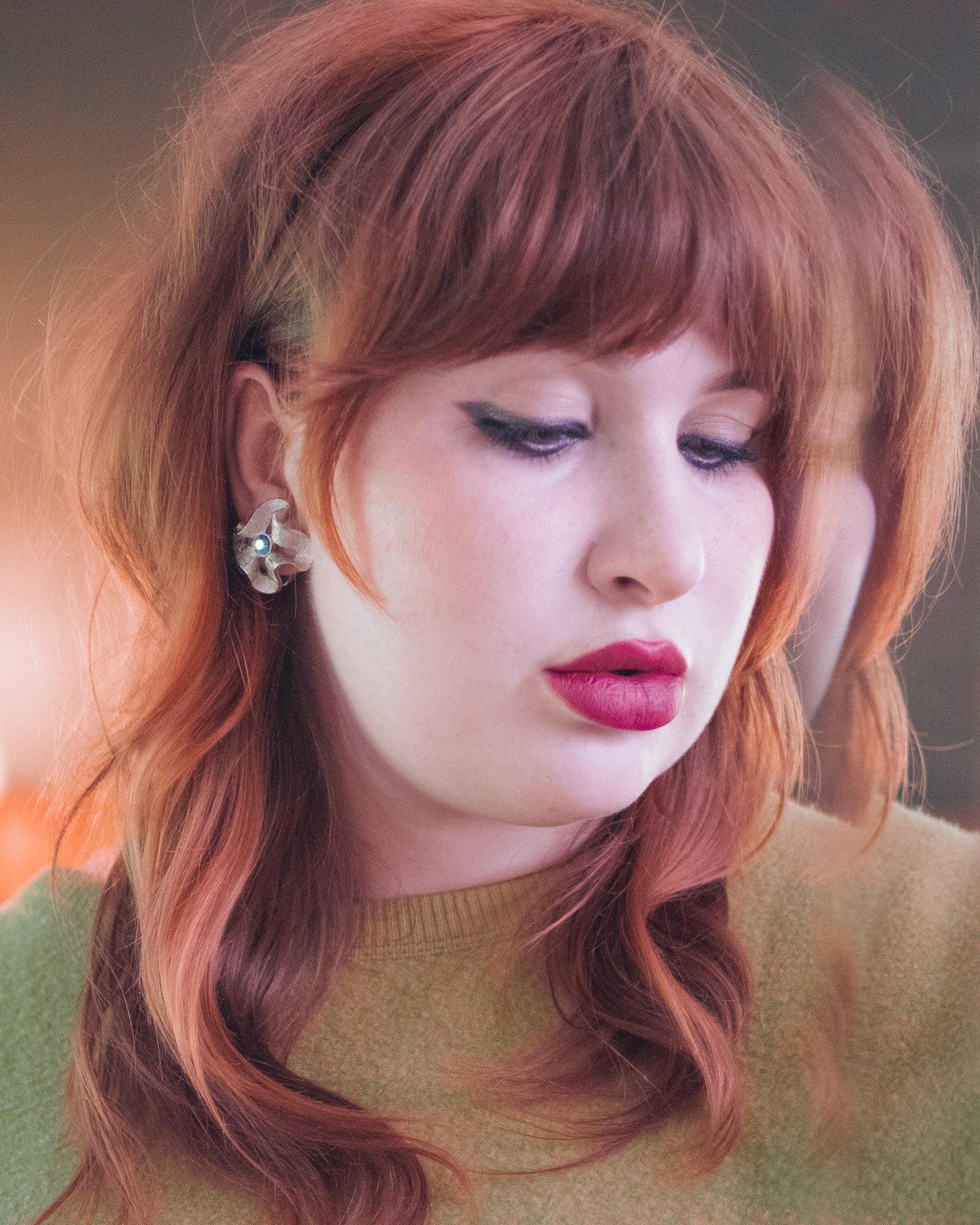 Vintage Silver Crinkle Earrings with Blue Aurora Rhinestones by Unsigned Beauty - Vintage Meet Modern Vintage Jewelry - Chicago, Illinois - #oldhollywoodglamour #vintagemeetmodern #designervintage #jewelrybox #antiquejewelry #vintagejewelry