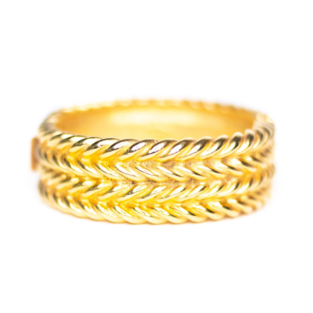 Vintage Wide Gold Braided Hinged Bangle