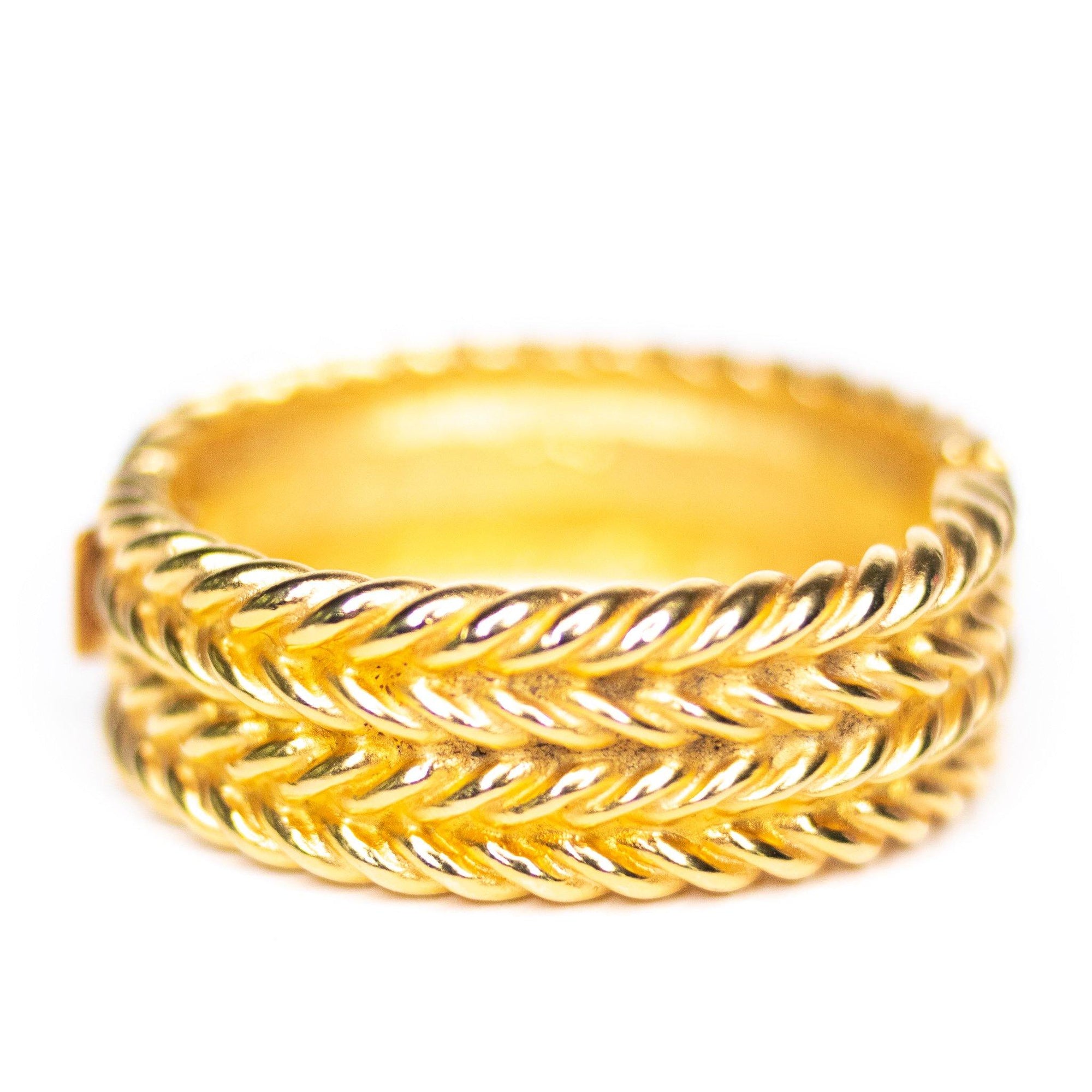 Vintage Wide Gold Braided Hinged Bangle by Dubin NR - Vintage Meet Modern Vintage Jewelry - Chicago, Illinois - #oldhollywoodglamour #vintagemeetmodern #designervintage #jewelrybox #antiquejewelry #vintagejewelry