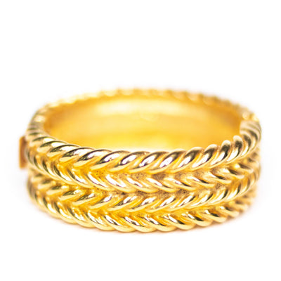 Vintage Wide Gold Braided Hinged Bangle by Dubin NR - Vintage Meet Modern Vintage Jewelry - Chicago, Illinois - #oldhollywoodglamour #vintagemeetmodern #designervintage #jewelrybox #antiquejewelry #vintagejewelry