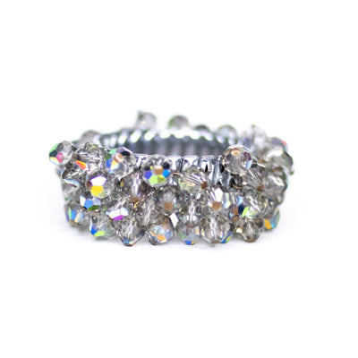Vintage Gray Iridescent Aurora Borealis Cha-Cha Bracelet by Japan - Vintage Meet Modern Vintage Jewelry - Chicago, Illinois - #oldhollywoodglamour #vintagemeetmodern #designervintage #jewelrybox #antiquejewelry #vintagejewelry