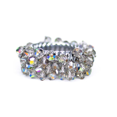 Vintage Gray Iridescent Aurora Borealis Cha-Cha Bracelet by Japan - Vintage Meet Modern Vintage Jewelry - Chicago, Illinois - #oldhollywoodglamour #vintagemeetmodern #designervintage #jewelrybox #antiquejewelry #vintagejewelry