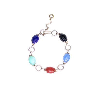 Vintage 1950s Semi-Precious Gemstone Scarab Bracelet by Vintage Meet Modern - Vintage Meet Modern Vintage Jewelry - Chicago, Illinois - #oldhollywoodglamour #vintagemeetmodern #designervintage #jewelrybox #antiquejewelry #vintagejewelry