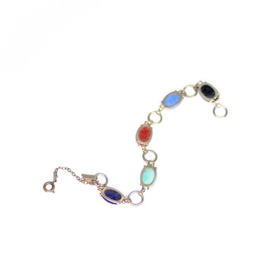 Vintage 1950s Semi-Precious Gemstone Scarab Bracelet by Vintage Meet Modern - Vintage Meet Modern Vintage Jewelry - Chicago, Illinois - #oldhollywoodglamour #vintagemeetmodern #designervintage #jewelrybox #antiquejewelry #vintagejewelry
