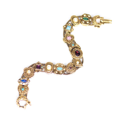 Vintage Victorian Revival Slide Charm Bracelet by Unsigned Beauty - Vintage Meet Modern Vintage Jewelry - Chicago, Illinois - #oldhollywoodglamour #vintagemeetmodern #designervintage #jewelrybox #antiquejewelry #vintagejewelry
