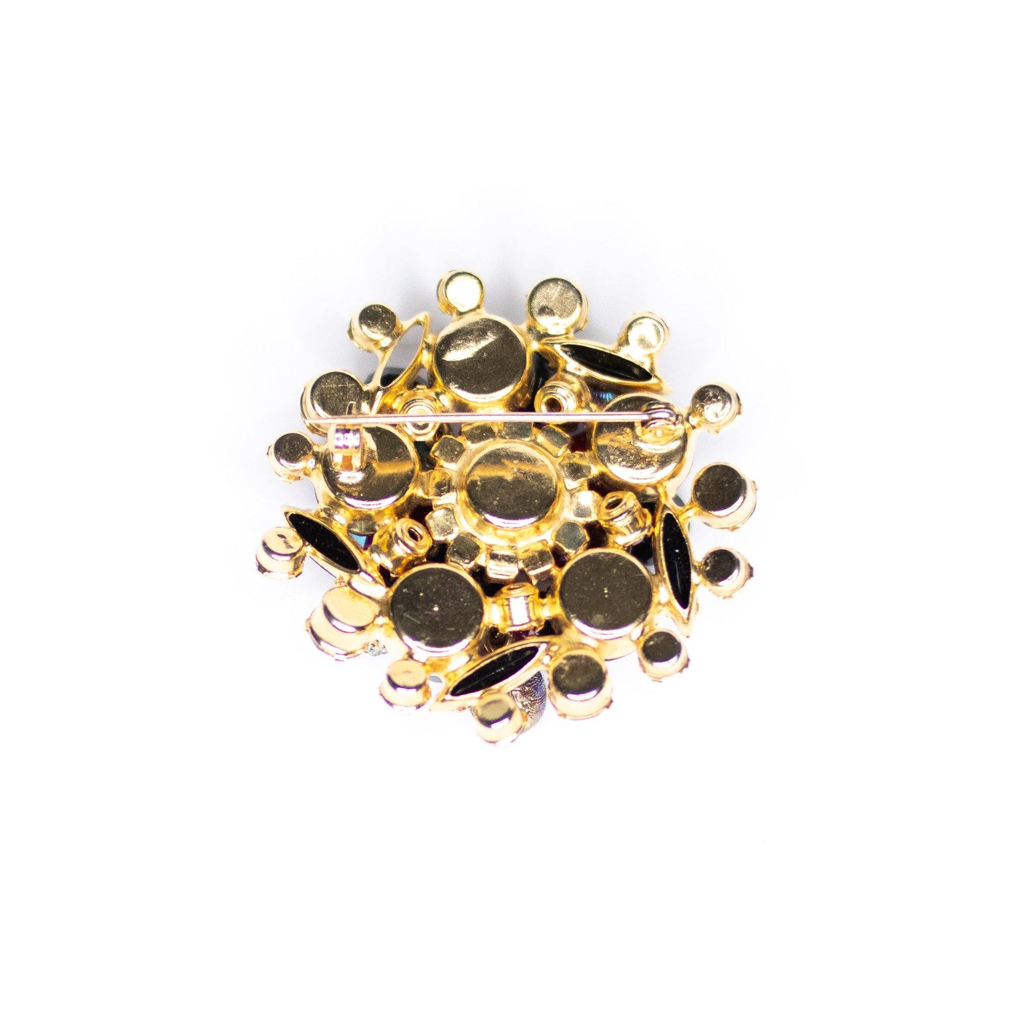 Vintage Juliana Red, Jet, Aurora Borealis Cha Cha Brooch by Juliana - Vintage Meet Modern Vintage Jewelry - Chicago, Illinois - #oldhollywoodglamour #vintagemeetmodern #designervintage #jewelrybox #antiquejewelry #vintagejewelry