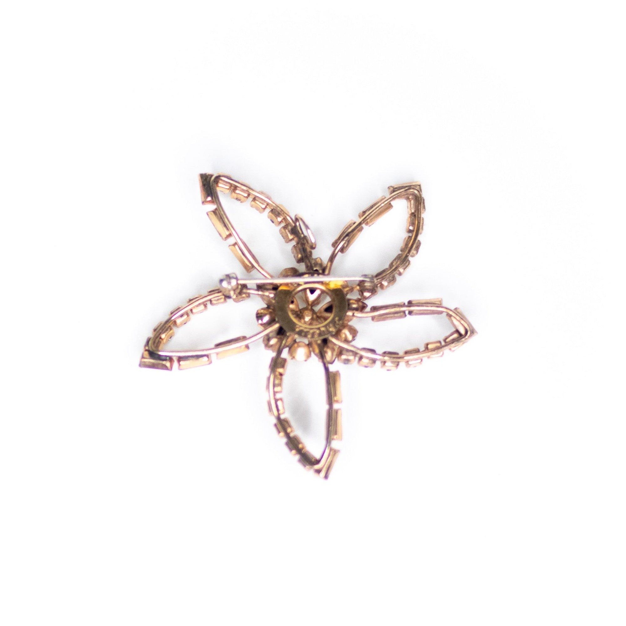 Vintage Phyllis Rhinestone Flower Brooch, Pendant, Gold Filled by Phyllis - Vintage Meet Modern Vintage Jewelry - Chicago, Illinois - #oldhollywoodglamour #vintagemeetmodern #designervintage #jewelrybox #antiquejewelry #vintagejewelry