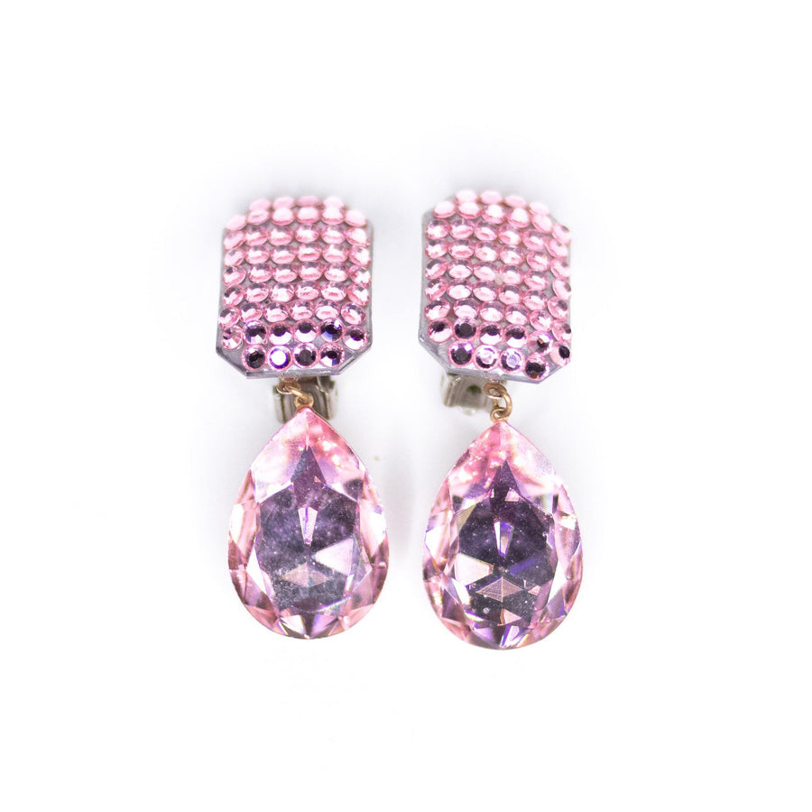Vintage Light Pink Rhinestone Statement Earrings by Unsigned Beauty - Vintage Meet Modern Vintage Jewelry - Chicago, Illinois - #oldhollywoodglamour #vintagemeetmodern #designervintage #jewelrybox #antiquejewelry #vintagejewelry