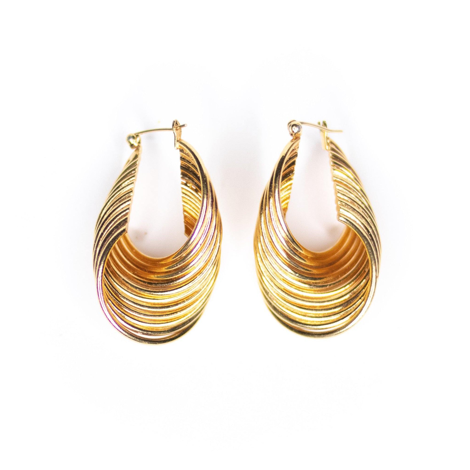 Gold Looped Pierced Hoop Earrings by Unsigned Beauty - Vintage Meet Modern Vintage Jewelry - Chicago, Illinois - #oldhollywoodglamour #vintagemeetmodern #designervintage #jewelrybox #antiquejewelry #vintagejewelry