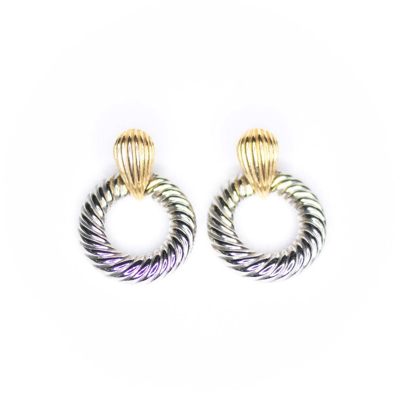 Vintage Gold and Silver Cable Doorknocker Earrings