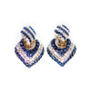 Vintage Blue and White Flat Back Doorknocker Statement Earrings by Unsigned Beauty - Vintage Meet Modern Vintage Jewelry - Chicago, Illinois - #oldhollywoodglamour #vintagemeetmodern #designervintage #jewelrybox #antiquejewelry #vintagejewelry