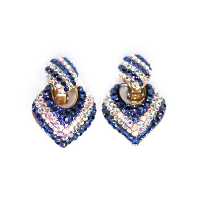 Vintage Blue and White Flat Back Doorknocker Statement Earrings by Unsigned Beauty - Vintage Meet Modern Vintage Jewelry - Chicago, Illinois - #oldhollywoodglamour #vintagemeetmodern #designervintage #jewelrybox #antiquejewelry #vintagejewelry