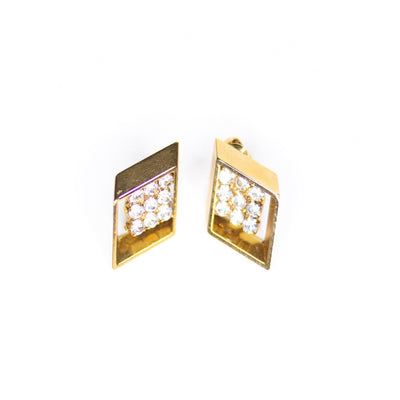 Vintage Emmons Gold Diamond Diamante Statement Earrings by Emmons - Vintage Meet Modern Vintage Jewelry - Chicago, Illinois - #oldhollywoodglamour #vintagemeetmodern #designervintage #jewelrybox #antiquejewelry #vintagejewelry
