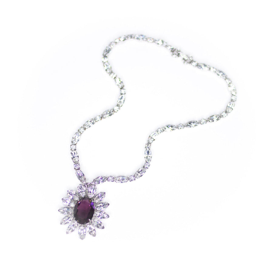 Vintage Purple and Diamante Rhinestone Necklace by Unsigned Beauty - Vintage Meet Modern Vintage Jewelry - Chicago, Illinois - #oldhollywoodglamour #vintagemeetmodern #designervintage #jewelrybox #antiquejewelry #vintagejewelry