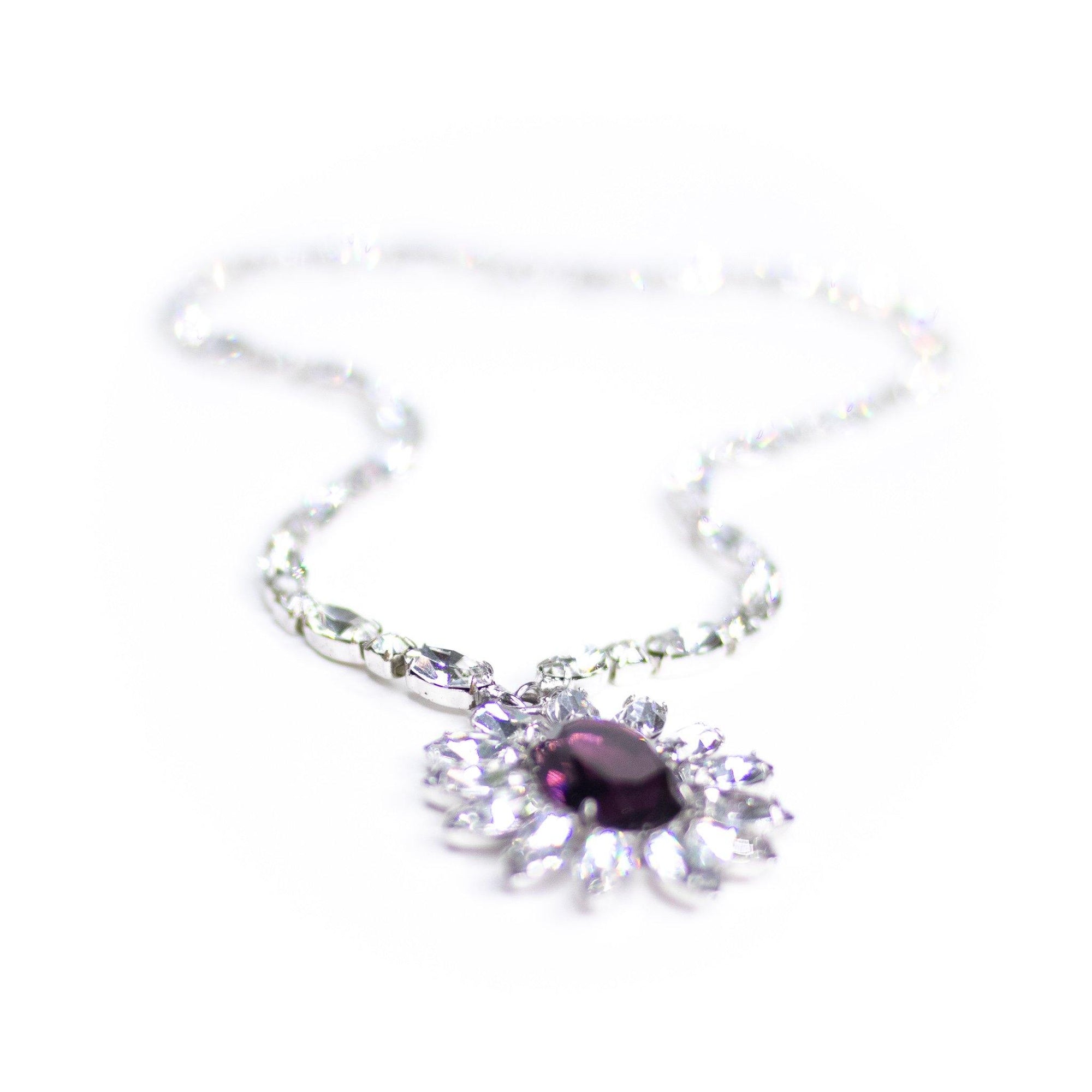 Vintage Purple and Diamante Rhinestone Necklace by Unsigned Beauty - Vintage Meet Modern Vintage Jewelry - Chicago, Illinois - #oldhollywoodglamour #vintagemeetmodern #designervintage #jewelrybox #antiquejewelry #vintagejewelry