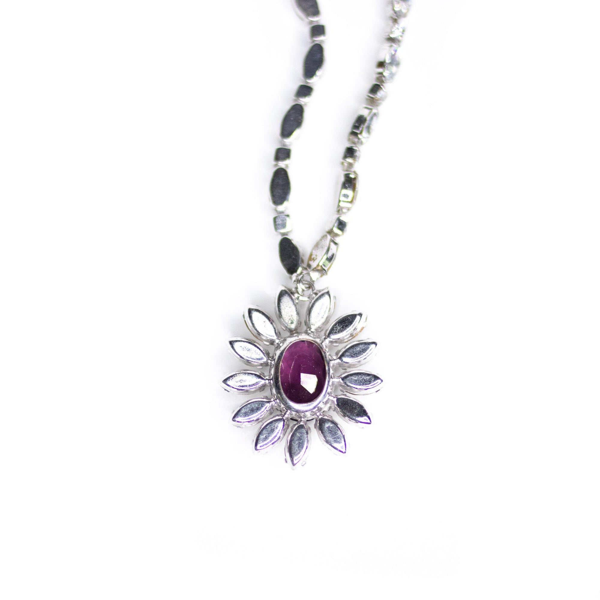 Vintage Purple and Diamante Rhinestone Necklace by Unsigned Beauty - Vintage Meet Modern Vintage Jewelry - Chicago, Illinois - #oldhollywoodglamour #vintagemeetmodern #designervintage #jewelrybox #antiquejewelry #vintagejewelry