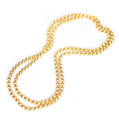 Vintage Double-Strand Gold Bead Necklace by Unsigned Beauty - Vintage Meet Modern Vintage Jewelry - Chicago, Illinois - #oldhollywoodglamour #vintagemeetmodern #designervintage #jewelrybox #antiquejewelry #vintagejewelry