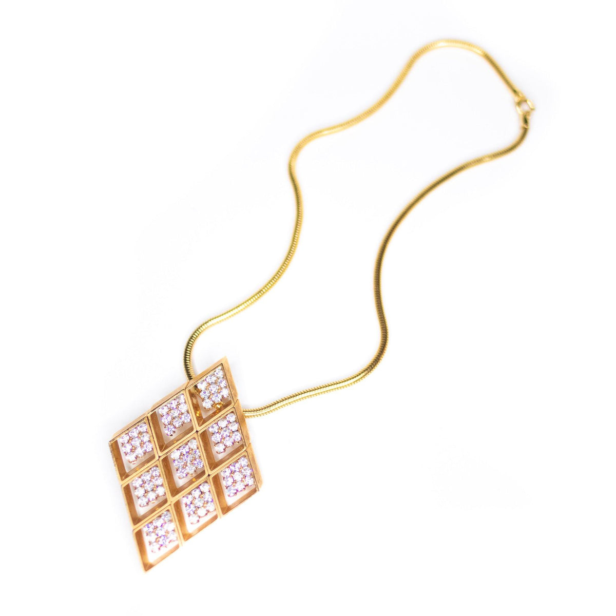 Vintage Emmons Gold Diamond Diamante Statement Necklace