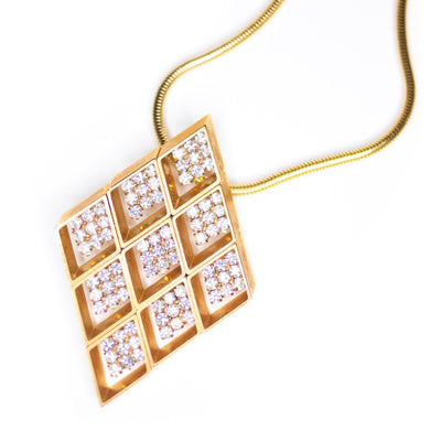 Vintage Emmons Gold Diamond Diamante Statement Necklace by Emmons - Vintage Meet Modern Vintage Jewelry - Chicago, Illinois - #oldhollywoodglamour #vintagemeetmodern #designervintage #jewelrybox #antiquejewelry #vintagejewelry