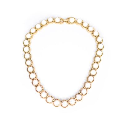 Vintage Crown Trifari White Cabochon and Gold Choker Necklace by Crown Trifari - Vintage Meet Modern Vintage Jewelry - Chicago, Illinois - #oldhollywoodglamour #vintagemeetmodern #designervintage #jewelrybox #antiquejewelry #vintagejewelry