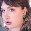 Vintage 1950s Green Aurora Borealis Crystal Cluster Earrings by Unsigned Beauty - Vintage Meet Modern Vintage Jewelry - Chicago, Illinois - #oldhollywoodglamour #vintagemeetmodern #designervintage #jewelrybox #antiquejewelry #vintagejewelry