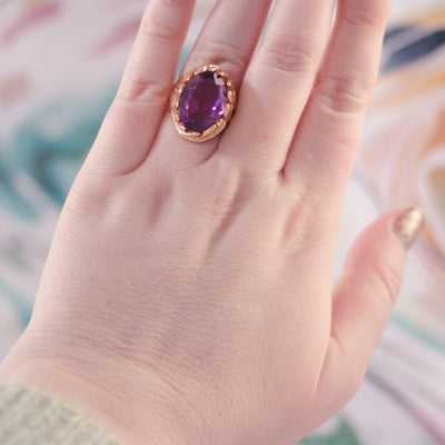 Vintage 1960s Amethyst Crystal Cocktail Statement Ring by 1960s - Vintage Meet Modern Vintage Jewelry - Chicago, Illinois - #oldhollywoodglamour #vintagemeetmodern #designervintage #jewelrybox #antiquejewelry #vintagejewelry