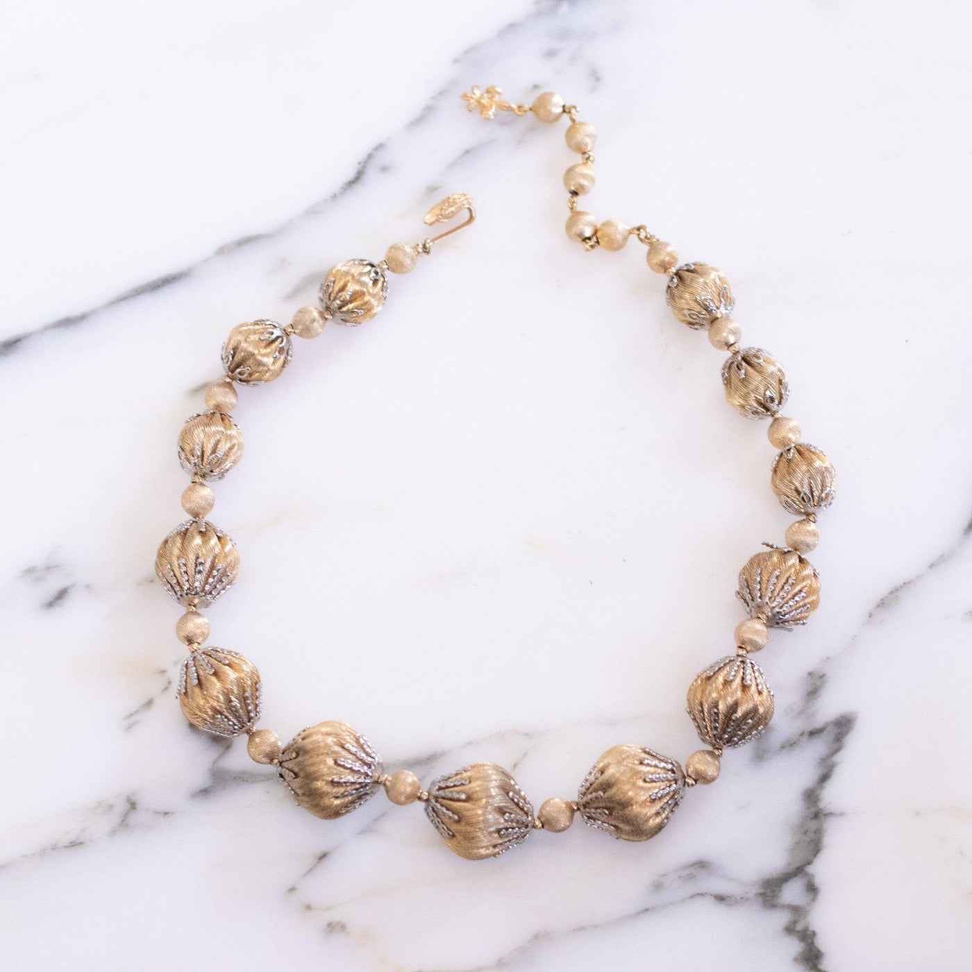 Vintage Vendome Gold and Silver Beaded Necklace