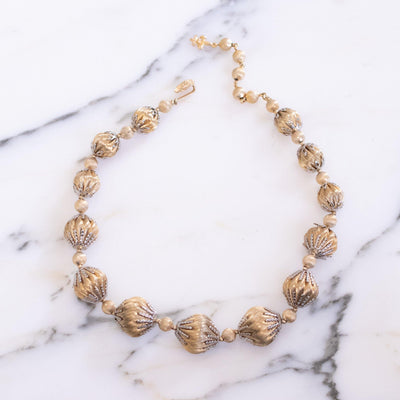 Vintage Vendome Gold and Silver Beaded Necklace by Vendome - Vintage Meet Modern Vintage Jewelry - Chicago, Illinois - #oldhollywoodglamour #vintagemeetmodern #designervintage #jewelrybox #antiquejewelry #vintagejewelry