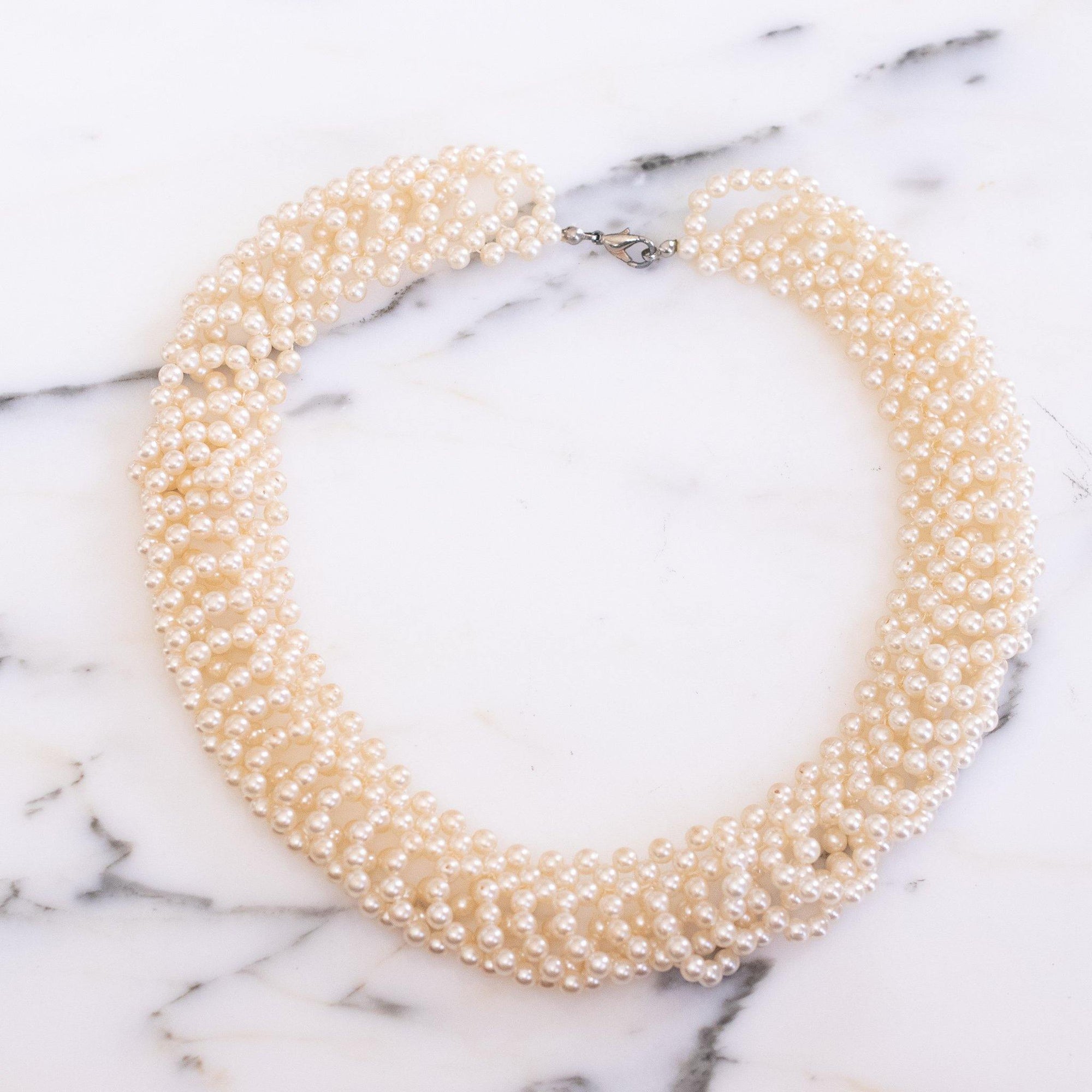 Vintage Looped Pearl Collar Necklace by 1950s - Vintage Meet Modern Vintage Jewelry - Chicago, Illinois - #oldhollywoodglamour #vintagemeetmodern #designervintage #jewelrybox #antiquejewelry #vintagejewelry