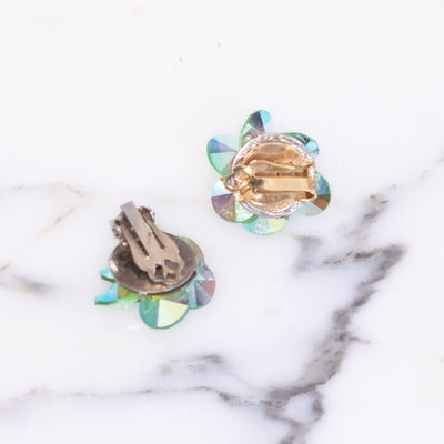 Vintage 1950s Green Aurora Borealis Crystal Cluster Earrings by Unsigned Beauty - Vintage Meet Modern Vintage Jewelry - Chicago, Illinois - #oldhollywoodglamour #vintagemeetmodern #designervintage #jewelrybox #antiquejewelry #vintagejewelry